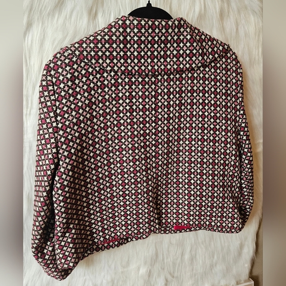 Maestro Vintage 60's Patterned Lined Cropped Knit Pea Coat - Picture 4 of 8